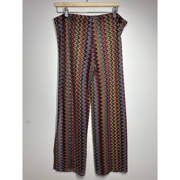 Becca Carnavale Swim Cover-Up Pants Side Slit Crochet Sheer Rainbow Size S ** - Picture 7 of 12